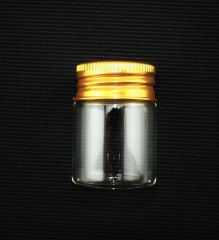 Sammelglas - klar - 15 ml - für ca. 155 Gramm = ca. 5 oz Gold - goldener Aluminium-Schraubdeckel