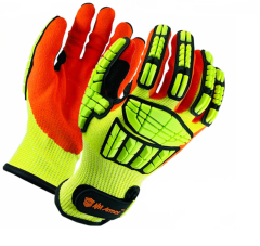 Sicherheits-Handschuhe Größe L, neon gelb-orange