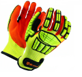 Sicherheits-Handschuhe Größe M, neon gelb-orange