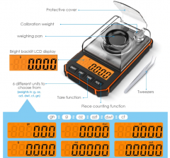Preview: Hochwertiges Wiege-Set Digitale Feinwaage  0,001 gr bis 50 gr - 4 Waagschalen - Pinzette