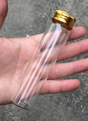 Preview: Sammelglas - klar - 50 ml - für ca. 450 Gramm = ca. 15 oz Gold - goldener Aluminium-Schraubdeckel