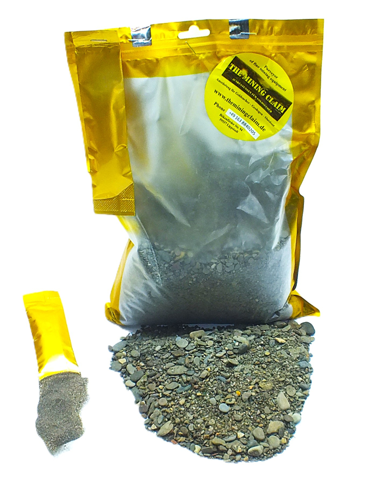 1200 Gramm Goldsand Paydirt - mindestens 0,50 Gramm Gold aus Neuseeland - Extra Portion Black Sand
