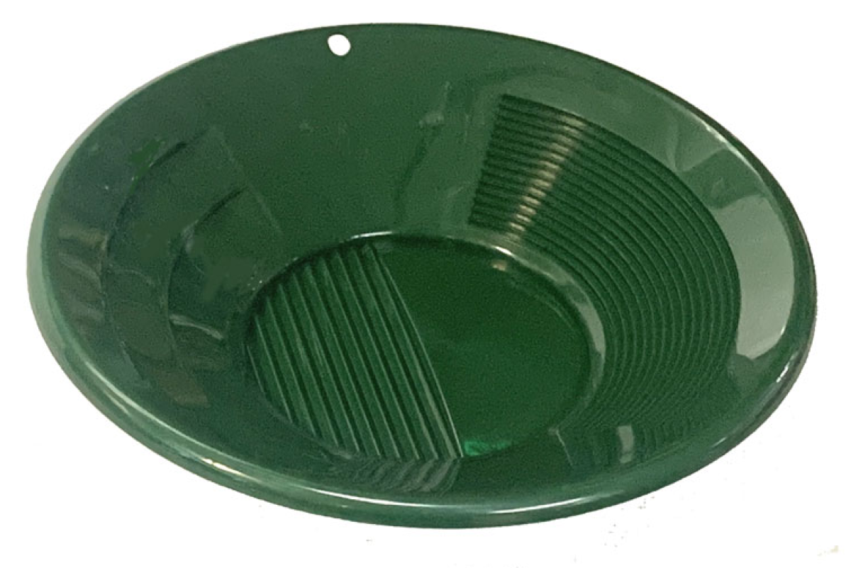 Neu: 3 verschiedene Riffel - Goldwaschpfanne SE Gold Pan 10" - 25 cm grün